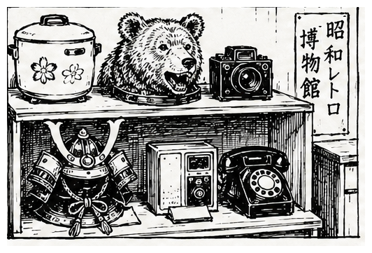昭和レトロ博物館の展示イラスト